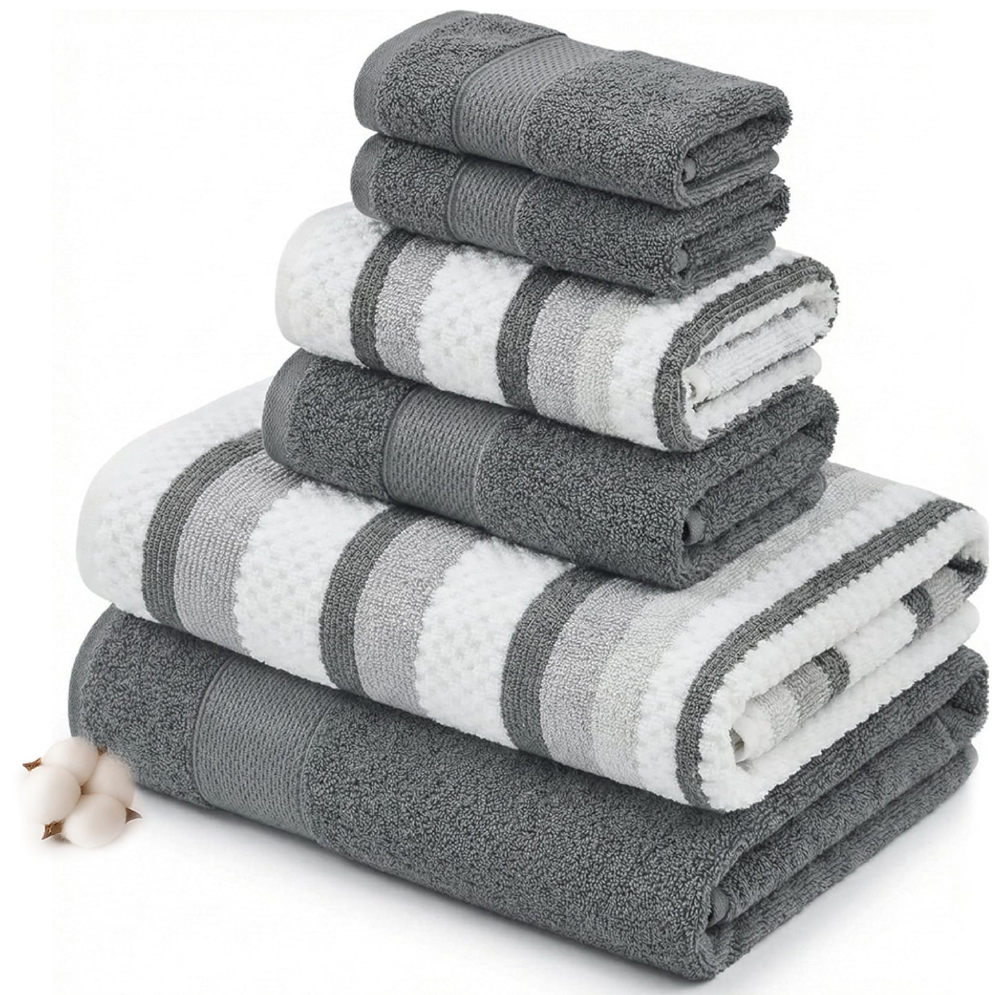 Modern Threads Pax 6-Piece Reversible Yarn Dyed Jacquard Towel Set - Bath Towels, Hand Towels, & Washcloths - Super Absorbent & Quick Dry - 100%
