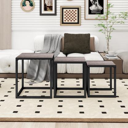 Diahomy Nesting Coffee Table, Set of 3 Stacking Side Tables, Grey