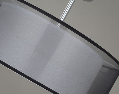 SPARKSOR Ceiling Light, Modern Fabric Pendant Light Shade, Large Black Drum Lampshade, 2 Tiers Round Pendant Lamp, for Bedroom Living Room, Flush