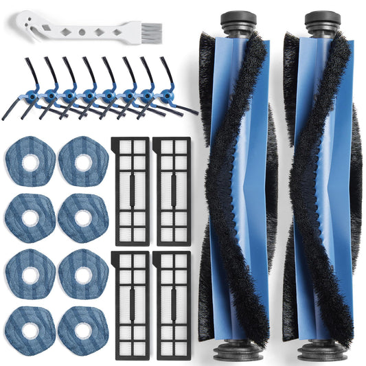 CHIKIXSON 23 Pack Accessories Kit for Eufy X10 Pro Omni Vacuum Cleaner, Replacement Parts with 2 Main Brushes, 4 filters, 8 Side Brushes, 8 Mops, 1