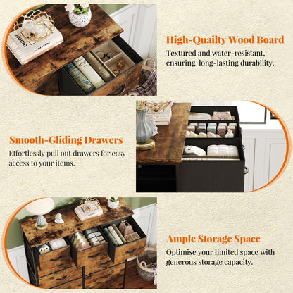 Flrrtenv Chest of Drawer with 11 Drawers, Modern Bedroom Cabinte, Fabric Drawers with Wooden Top, Sturdy Metal Frame