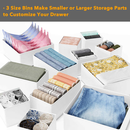 SpaceAid Set of 12 Drawer Organizers for Clothes, Underwear, Socks (White)