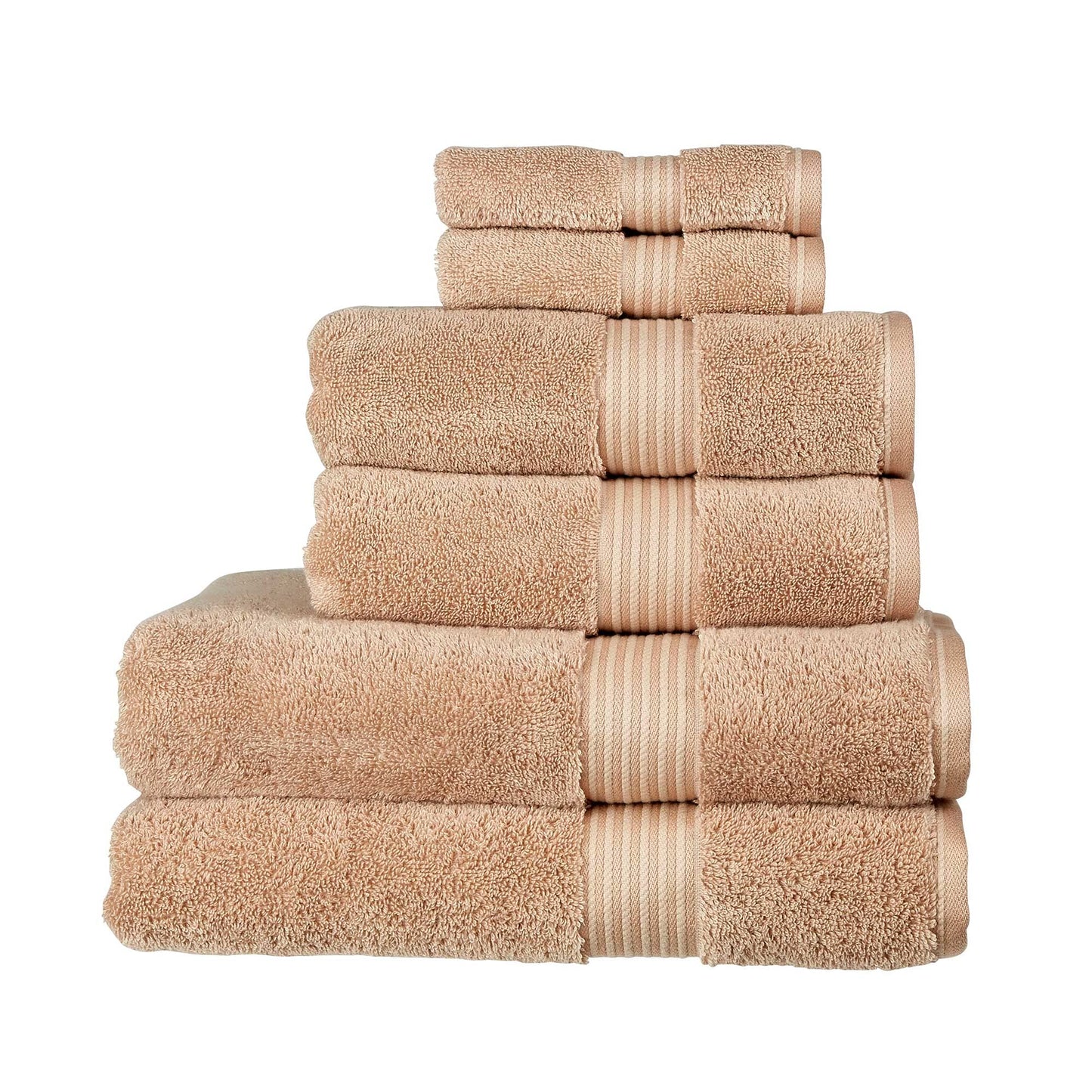 Christy Supreme Hygro 6 Piece Towel Set | Stone Beige | 100% Luxury Supima Cotton | Ultra Soft | Super Absorbent | 650GSM | 2 Bath Towels 2 Hand