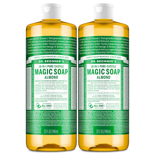 Dr Bronner's Organic Almond Castile Liquid Soap, 946 ml - Pack of 2