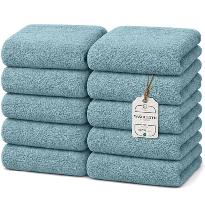 HomeBurg CORE 10-Piece Cotton Washcloths for Bathroom and Kitchen