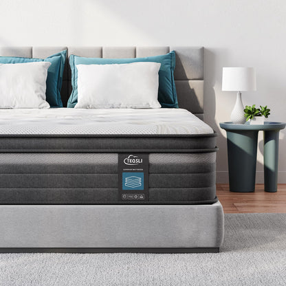 TeQsli King Mattress, 10.6 Inch Cool Memory Foam Individually Pocket Sprung Mattress for Pressure & Back Pain Relief