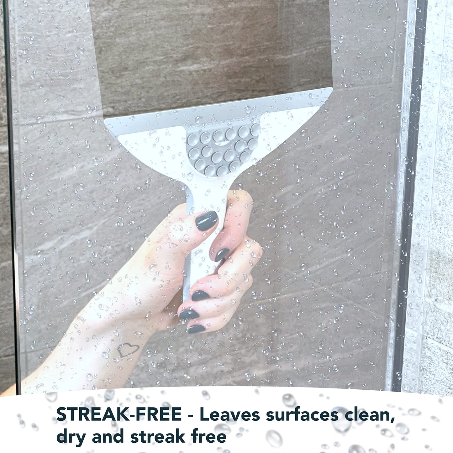 Inhouse Stick+Store Mini Shower Squeegee - Made in Britain - Compact Bathroom Cleaning Accessory for Shower Doors, Windows, Glass, Mirrors & Screens