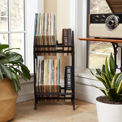 MODERN VINYL Record Holder - Matte Black Metal - 160-200 LP Storage - Simple, Quick Assembly - Vinyl Display, Storage - High-End Design