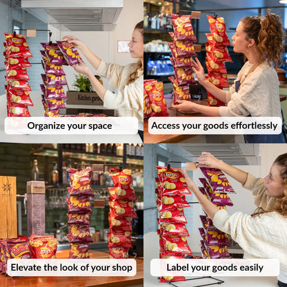 ODOXIA Chip Rack Display Stand | Candy Display for Countertop | Snack Holder for Chips and Snacks | Organize Your Space
