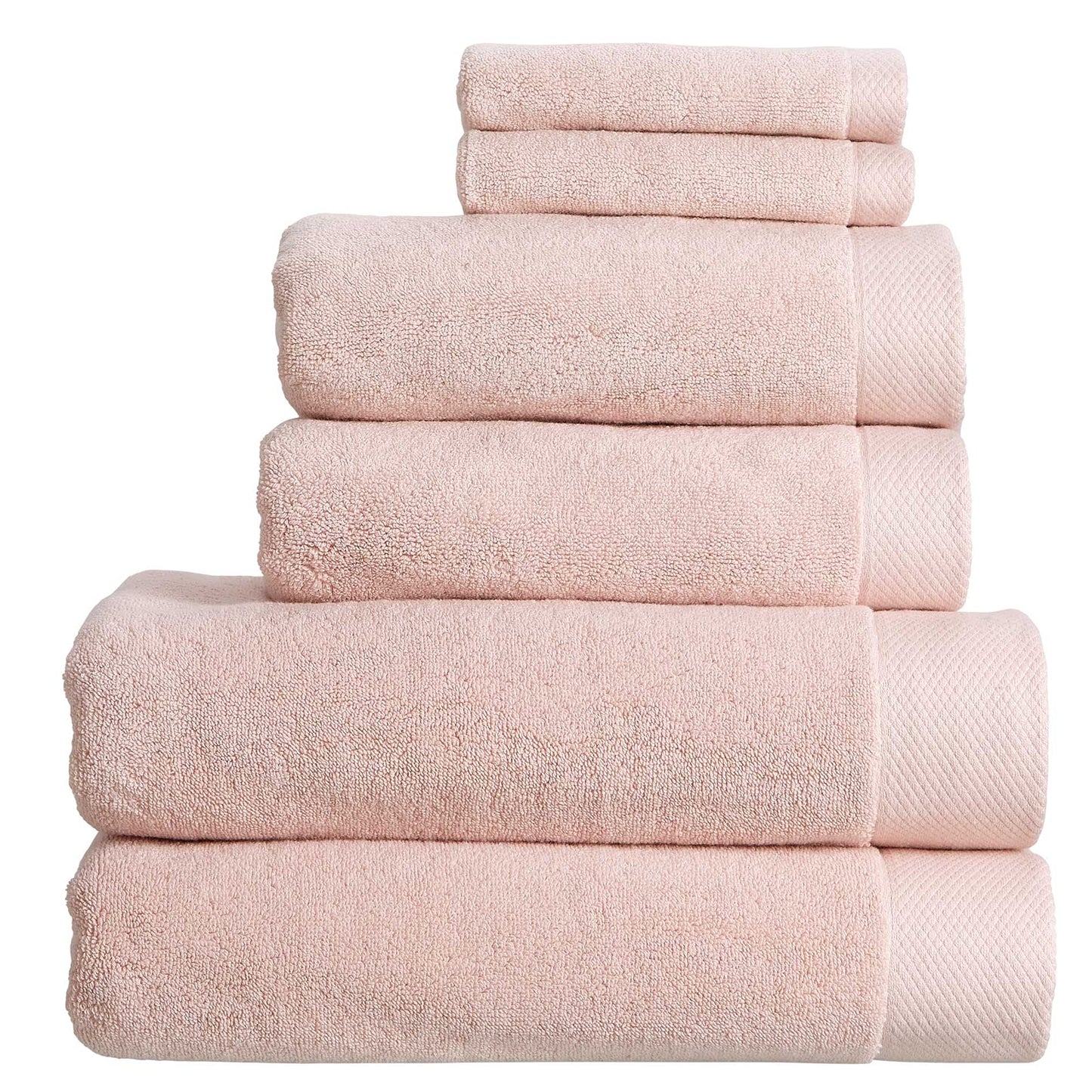 Christy Luxe 6 Piece Towel Set | Pearl Pink | Luxe Heavyweight 100% Turkish Cotton | Ultra Soft | Super Absorbent | 730GSM | 2 Bath Towels 2 Hand