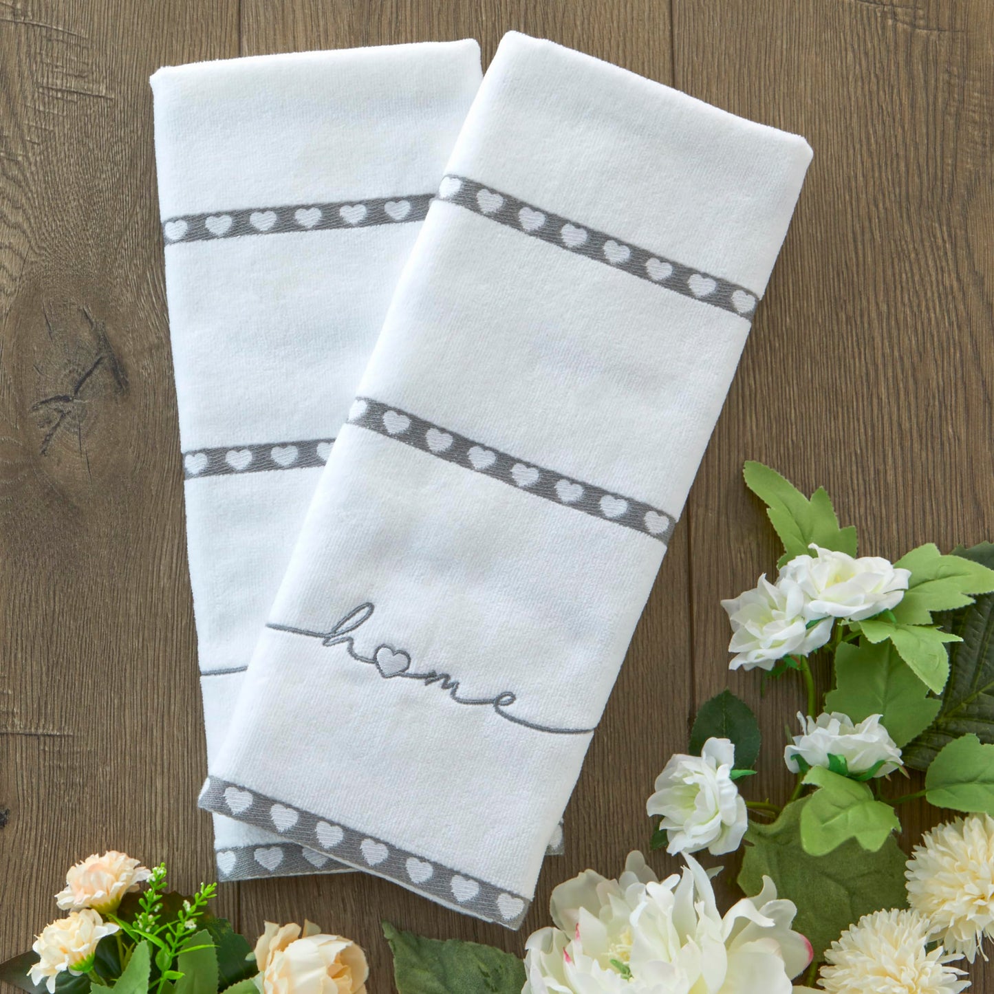 SKL Home Heart in Home Hand Towel Set, 2 Count