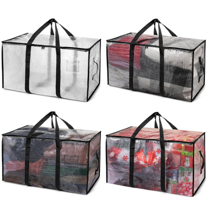 ClearSpace Heavy Duty Moving Bags or Storage Bins with Lids, Clear, 4 Pack