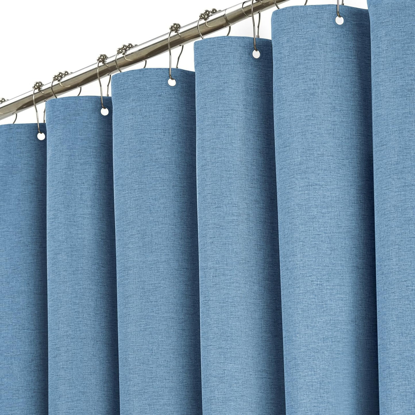 BTTN Blue Linen Shower Curtain, Modern Mildew Resistant Textured Fabric, Luxury Waterproof Polyester for Wet Bathroom, Durable Thick Shower Curtain