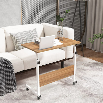 sogesfurniture 80 * 40cm Laptop Table Sofa Table Side Height Adjustable, Mobile Computer Stand Laptop Notebook Desk PC Stand Portable