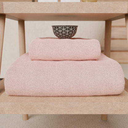 PETTI Artigiani Italiani - 100% Cotton Terry Bath Towels, 1+1 Towel Set, 2 Pieces 1 Face Towel and 1 Hand Towel, Pink Towels