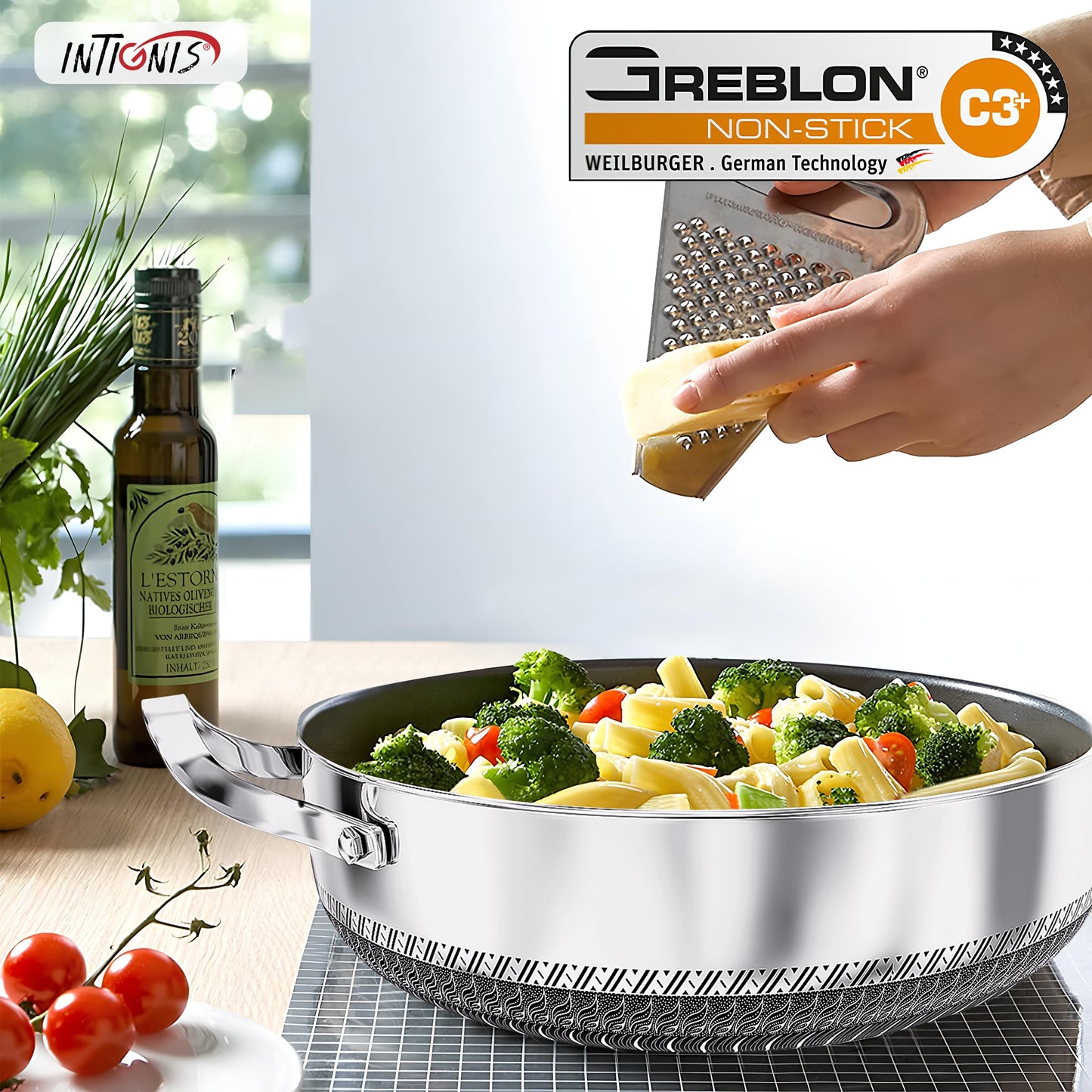 Casserole Dish with Lid Ovenproof Pot | Stainless Steel Hybrid | Toxin Free | Anti Scratch| Non Stick | 30cm | PFOA free | Induction Compatiable |