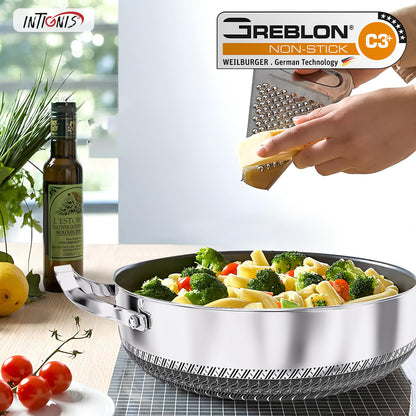 Casserole Dish with Lid Ovenproof Pot | Stainless Steel Hybrid | Toxin Free | Anti Scratch| Non Stick | 30cm | PFOA free | Induction Compatiable |