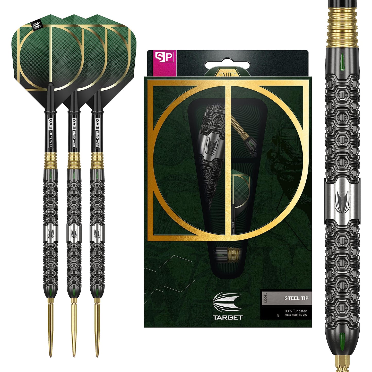 TARGET Darts Cult 03 90% Tungsten Swiss Point Steel Tip Darts Set, 24G | Swiss Point Dart Set, Tungsten Barrel, Professional Darts Set, Swiss Point