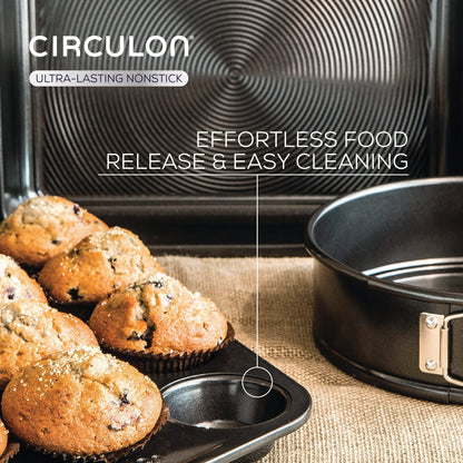 Circulon Ultimum Oven Trays, Roasting Tins & Baking Tray Set of 5 - Non Stick Oven Tray Set, Freezer & Dishwasher Safe Carbon Steel Bakeware, Black