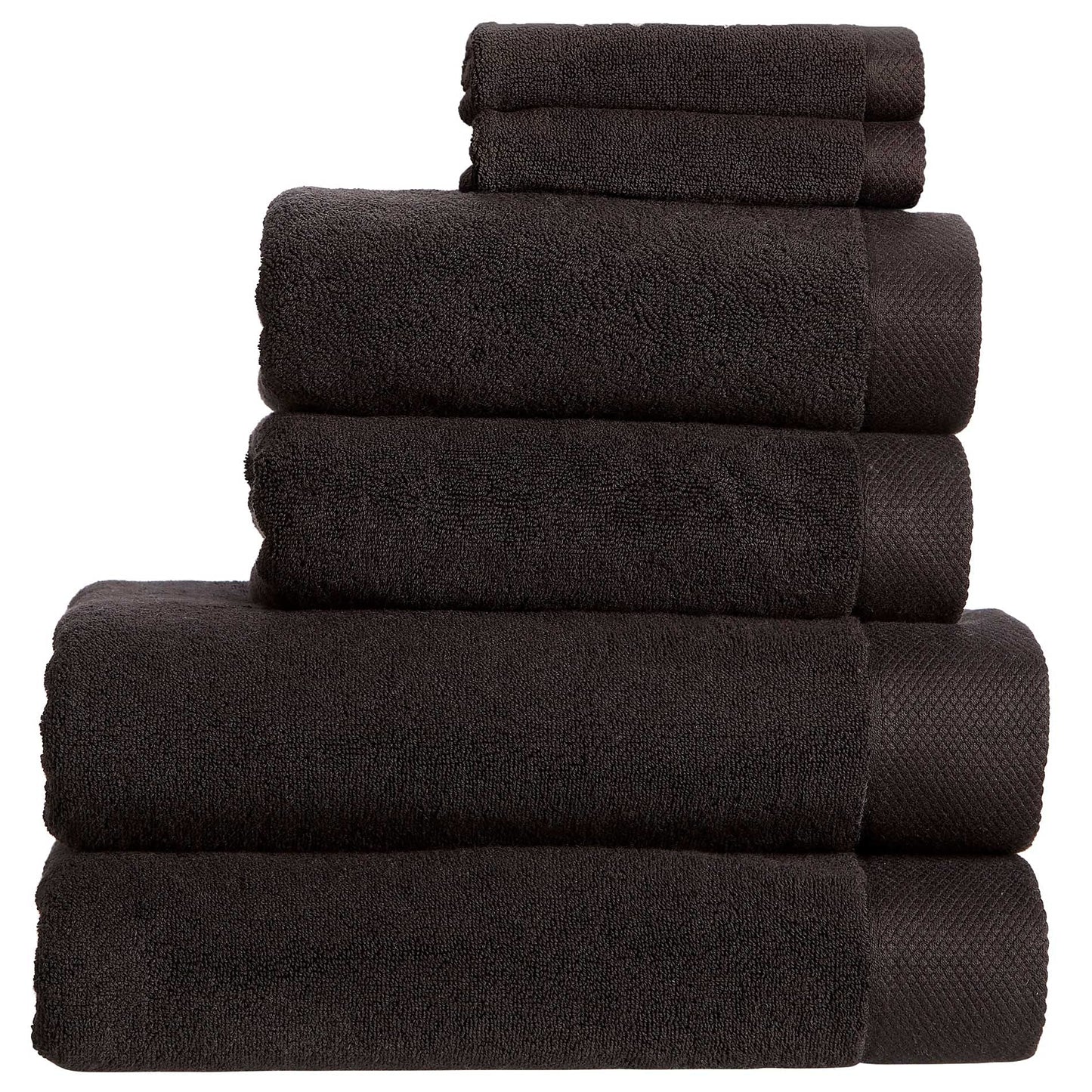Christy Luxe 6 Piece Towel Set in Black 100% Turkish Cotton - Super Soft & Quick Dry - Machine Washable - 730GSM - 2 Bath, 2 Hand & 2 Face Towels