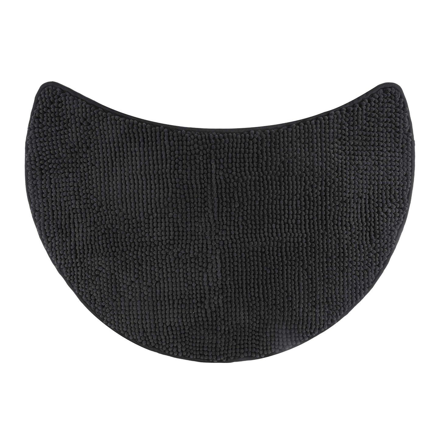 fluffy? Bath Mat for round Showers, made of Chenille, with Non-Slip Bottom (Crescent | Shower Radius 55 cm, Anthracite)