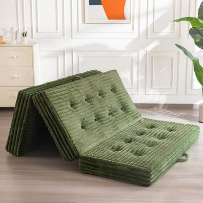 MAXYOYO Folding Mattress Single, 15cm Upholstered Foldable Mattress with Premium Faux Fur Fabric, Tri-Fold Floor Futon Sofa Bed for Living Room/Guest