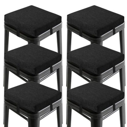 OVOV Bar Stool Cushions Square Set of 6 Non-Slip Bottom 12x12 Black