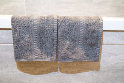 Lex's Linens Pack of 2 100% Combed Cotton Grey Facecloths 30 x 30 cm