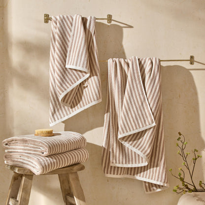 Yard Hebden Striped Cotton Terry Hand Towel (Natural, 50 x 100 cm)