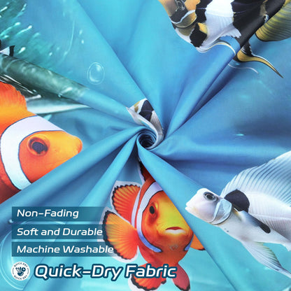 Dazzlewall 3D Fish Shower Curtain for Bathroom Mould & Mildew Resistant