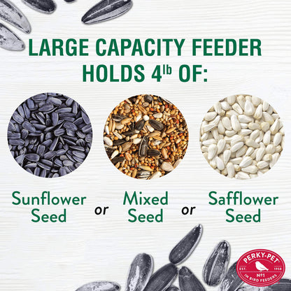 Perky-Pet 334-1SR Squirrel-Be-Gone Max Large Wild Bird Feeder with Flexports, Squirrel Proof Bird Feeder with Weight-Activated Perches - 4LB Seed