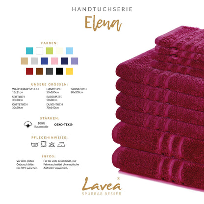 Lavea Elena Terry Towel Set of 10 Flannel 30 x 30 cm Bordeaux