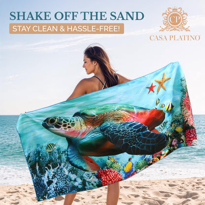 Casa Platino Extra Large Microfiber Beach Towels (2-Pack, 71"x32") – Quick-Dry, Sand-Free, Lightweight & Oversized