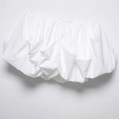 Elastic waist solid color short pleated puffy skirt half skirt