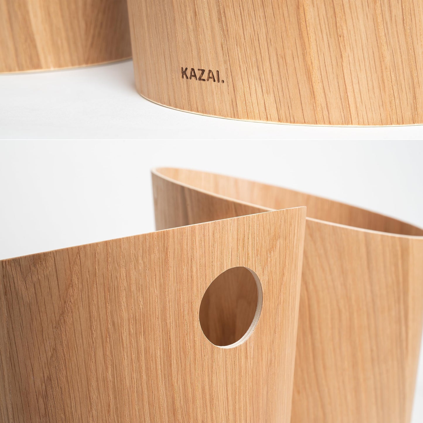 Kazai. Design Paper Bin 'Bennet' | Unique Waste Paper Basket for Office, Bedroom, Children's Room, and More | Office Bin Made of Real Wood Veneer |