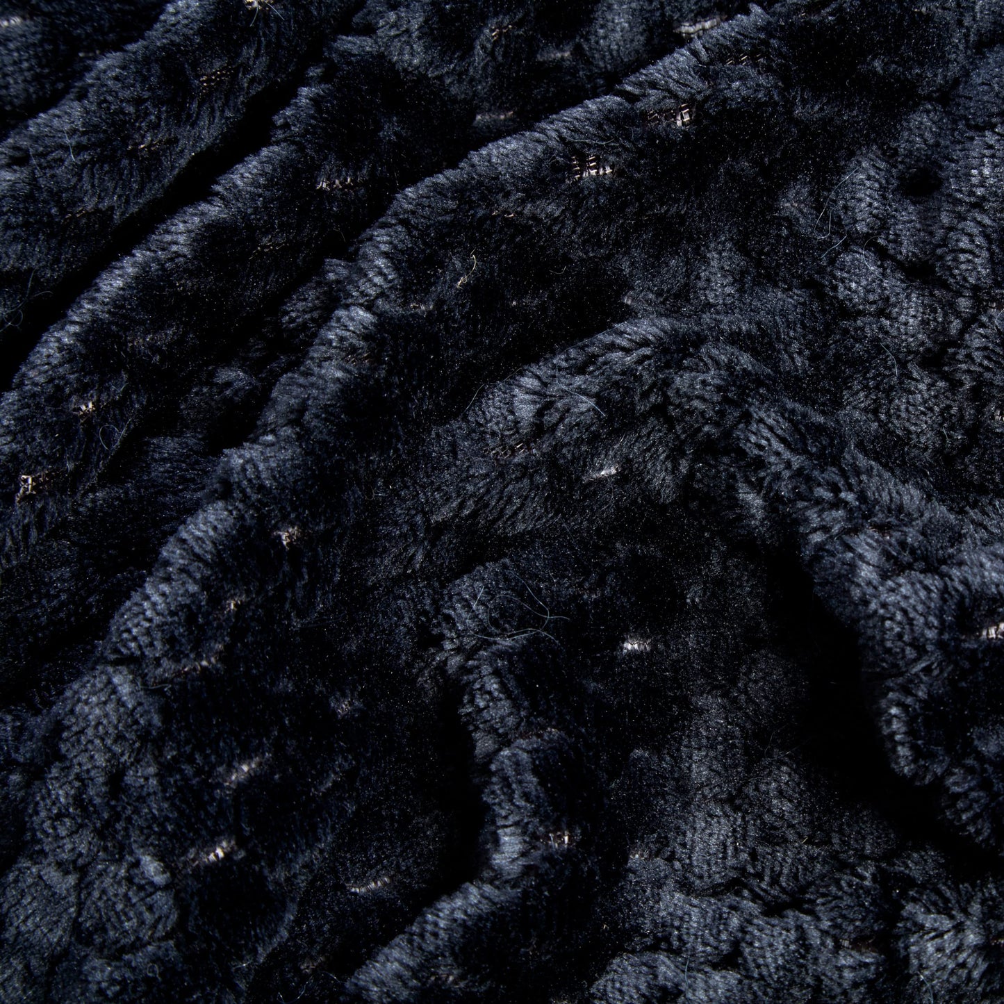 Sleepdown Waffle Fleece Thermal Warm Cosy Super Soft Duvet Cover Quilt Bedding Set with Pillow Cases - Double (200cm x 200cm) - Black