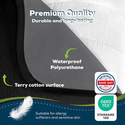 Sensalou Waterproof Mattress Protector 100 x 200 cm Black – Mattress Cover for Single Bed