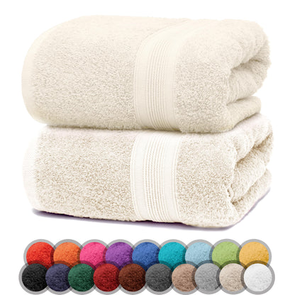 NatureMark Pack of 2 Bath Towels - 100% Cotton, 500 g/m² - Soft, Absorbent & Durable - For Home, Sauna & Travel - 70 x 140 cm, Natural/Cream