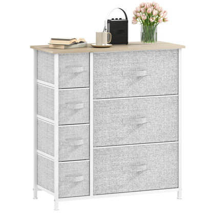 DWVO Chest of Drawers,Fabric Chest of Drawers for Bedroom, Cabinet with 7 Drawers,Dresser for Bedroom,Living Room With Handles,Wood Top and Sturdy