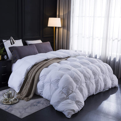 Three Geese Double Size Duvet,Goose Feather Down Duvet Heavy Warm Winter 13.5 Tog, 100% Organic Cotton Cover, Double Quilt Bed Comforter (White)