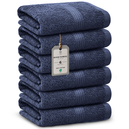 HomeBurg Luxe 6-Piece Towel Set – Soft & Absorbent Cotton, Quick-Drying, Easy Care, 40 x 70 cm, Navy Blue