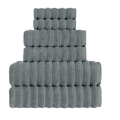 BERIBO Cloud Turkish Towels 100% Cotton - Set of 6-620gsm (Slate Grey)