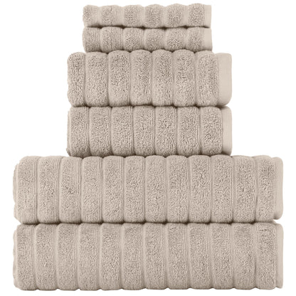 BERIBO Cloud Turkish Towels 100% Cotton - Set of 6-620gsm (Beige)