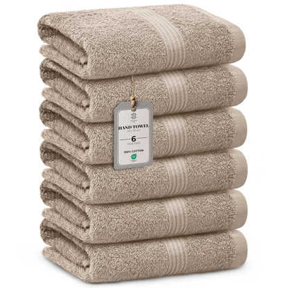HomeBurg Luxe 6-Piece Towel Set – Soft & Absorbent Cotton, Quick-Drying, Easy Care, 40 x 70 cm, Sand/Beige