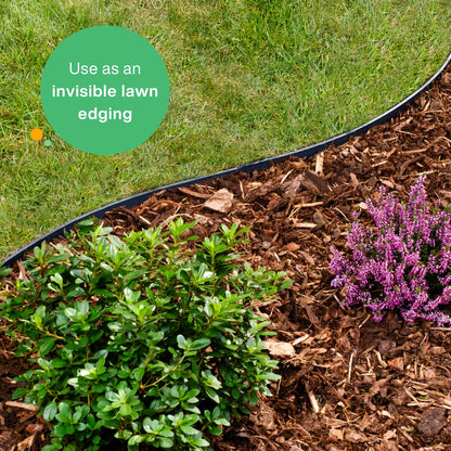 Flexible Lawn Edging 24 m - Invisible Plastic Garden Edge with 100 Securing Pegs - Easy to Use, Weather Resistant - Grass, Flowerbed & Path Border