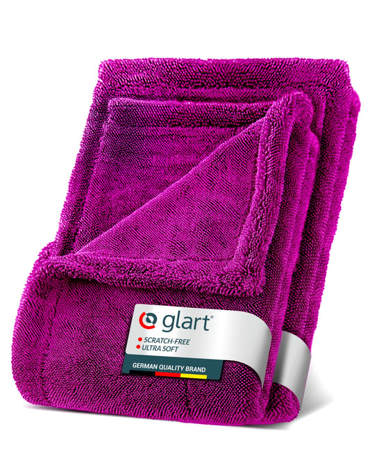 Glart 44TW68P Set Twist Car Drying Cloths XXL - Premium 80x55cm & 60x40cm microfiber towels for scratch-free drying. Large drying towel for cars and