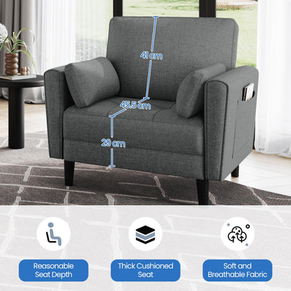 Yaheetech Dark Grey Fabric Oversized Ergonomic High Back Lounge Armchair