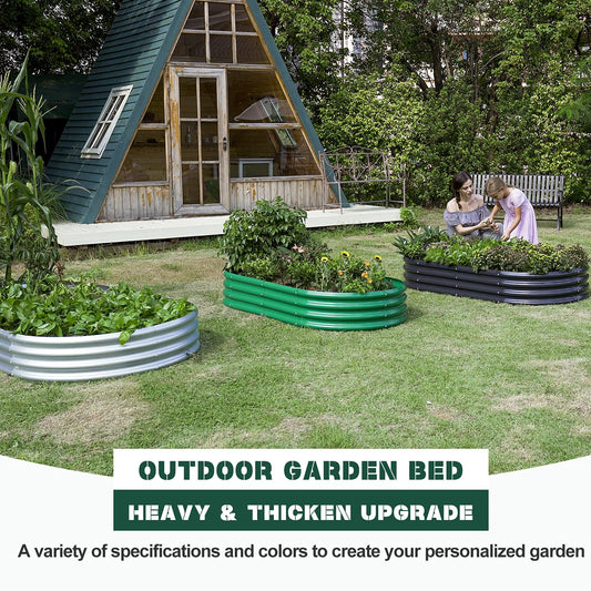 Land Guard Galvanized Raised Garden Bed Kit, Galvanized Planter Raised Garden Boxes Outdoor, Oval Large Metal Raised Garden Beds for Vegetables 4 x 2