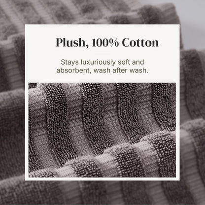 Pacific Coast Textiles 6 Pc Yarn Dyed Towel Organic Vines Ash Grey, 6-Piece