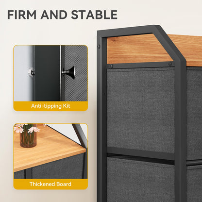 DWVO Chest of Drawers,Fabric Chest of Drawers Bedroom Cabinet with 6 Drawers,Dresser for Bedroom,Living Room With Handles,Wood Top and Sturdy Steel